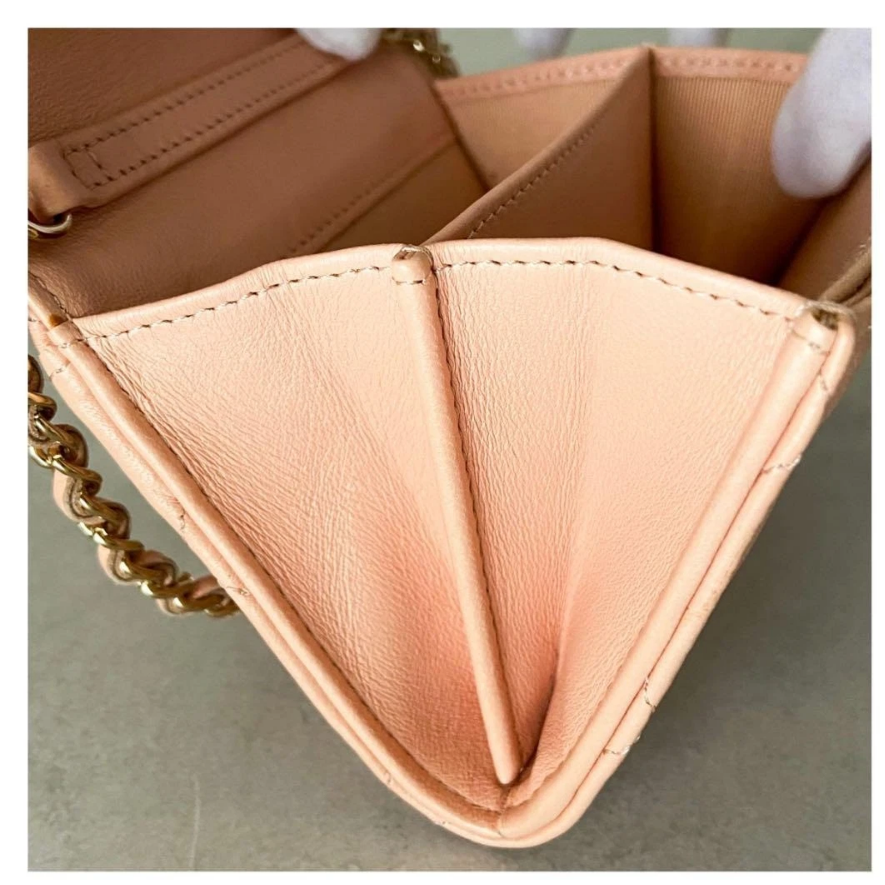 Lambskin Quilted Matelasse Chain Wallet