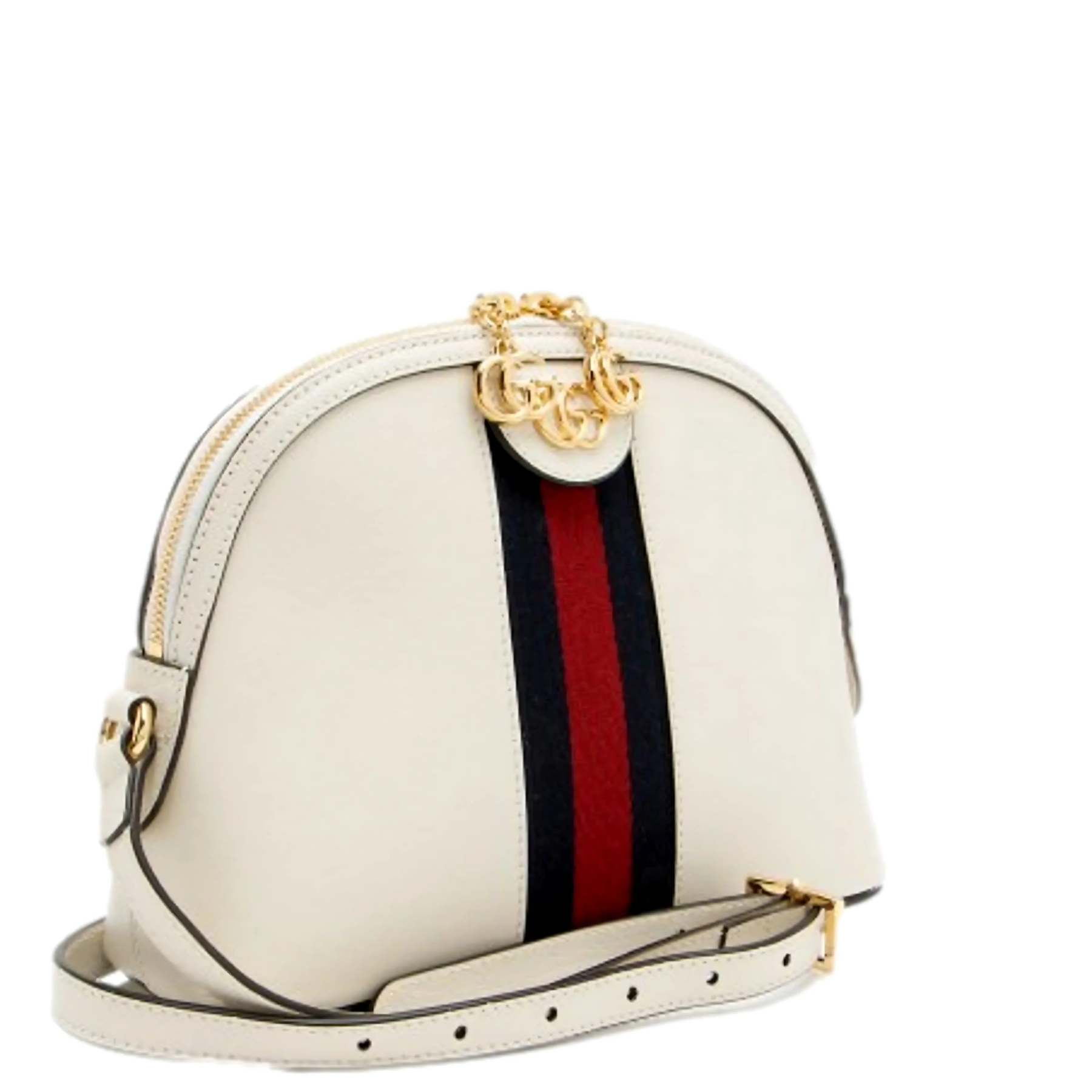 Ophidia Dome Sherry Leather Web Stripe Cream White Crossbody Handbag