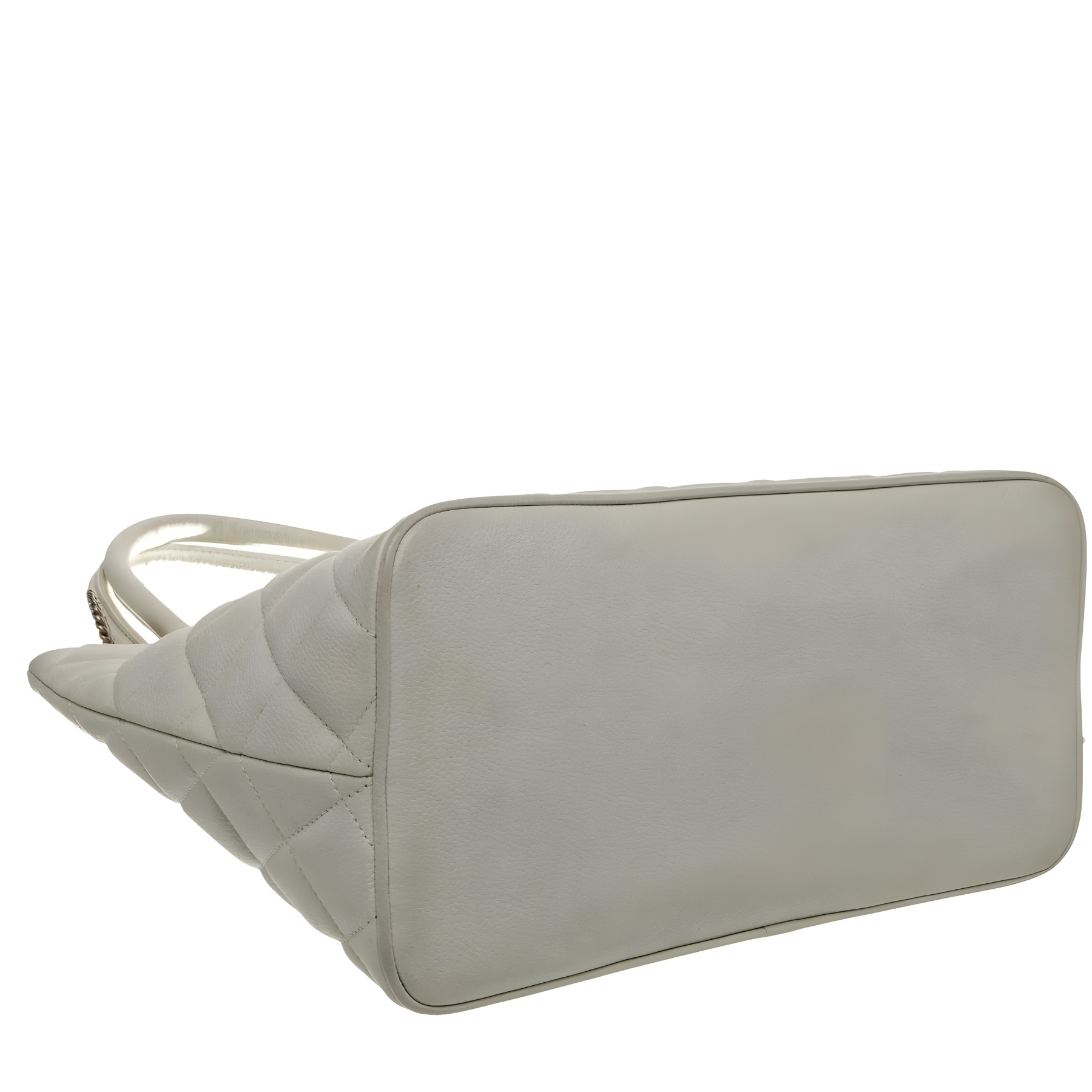 White Caviar Leather Quilted Tote