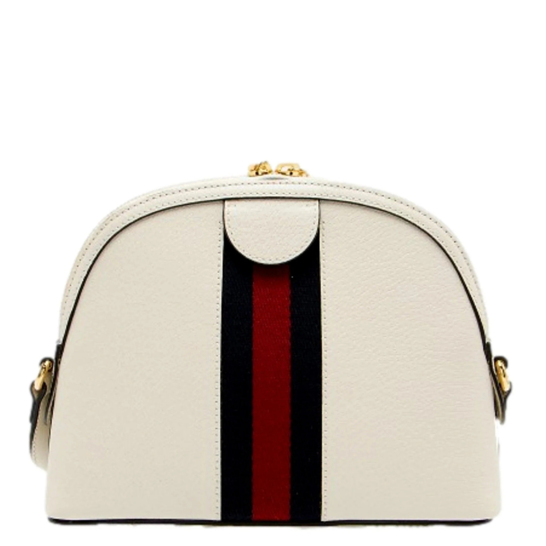 Ophidia Dome Sherry Leather Web Stripe Cream White Crossbody Handbag