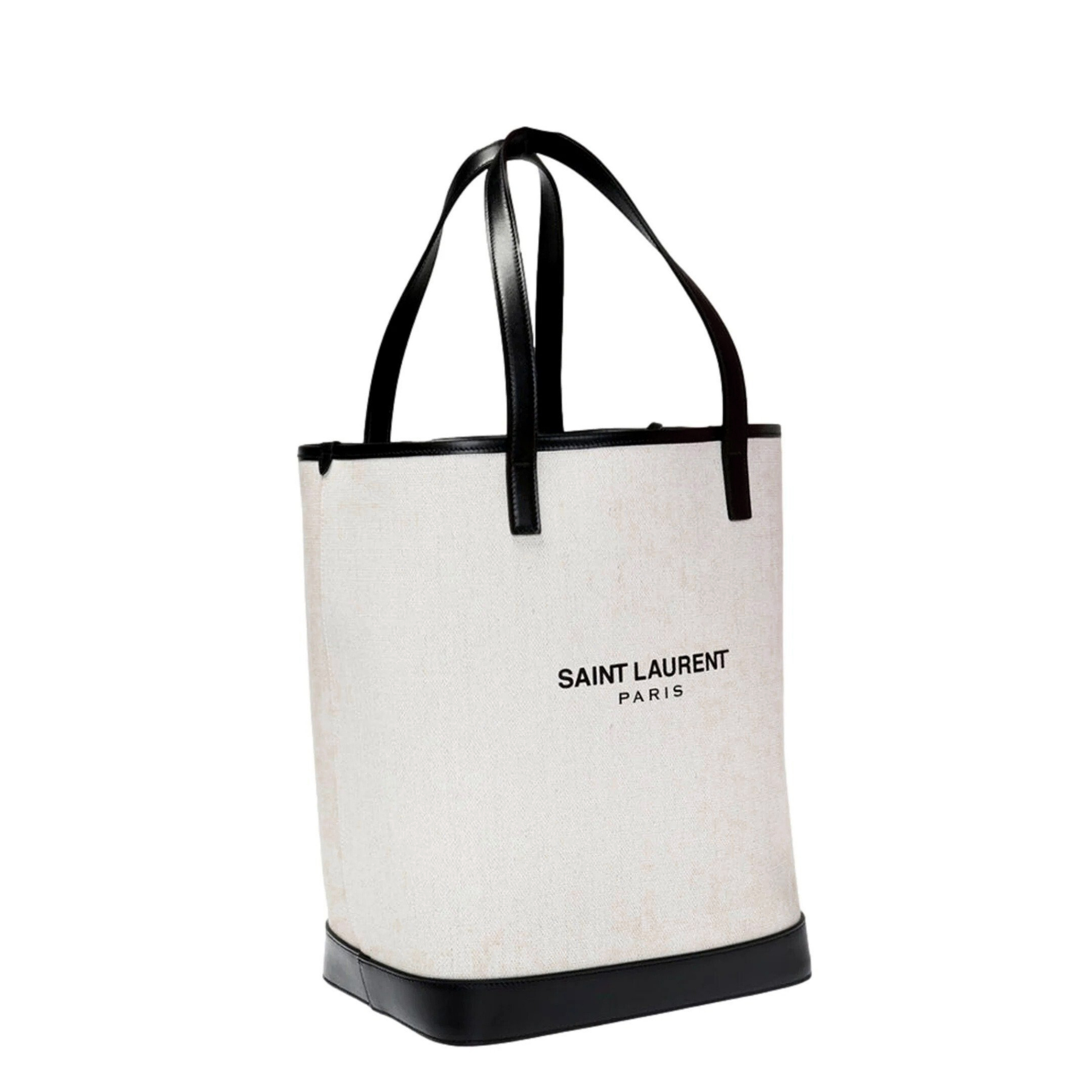 Teddy White Coated Linen Drawstring Bucket Bag