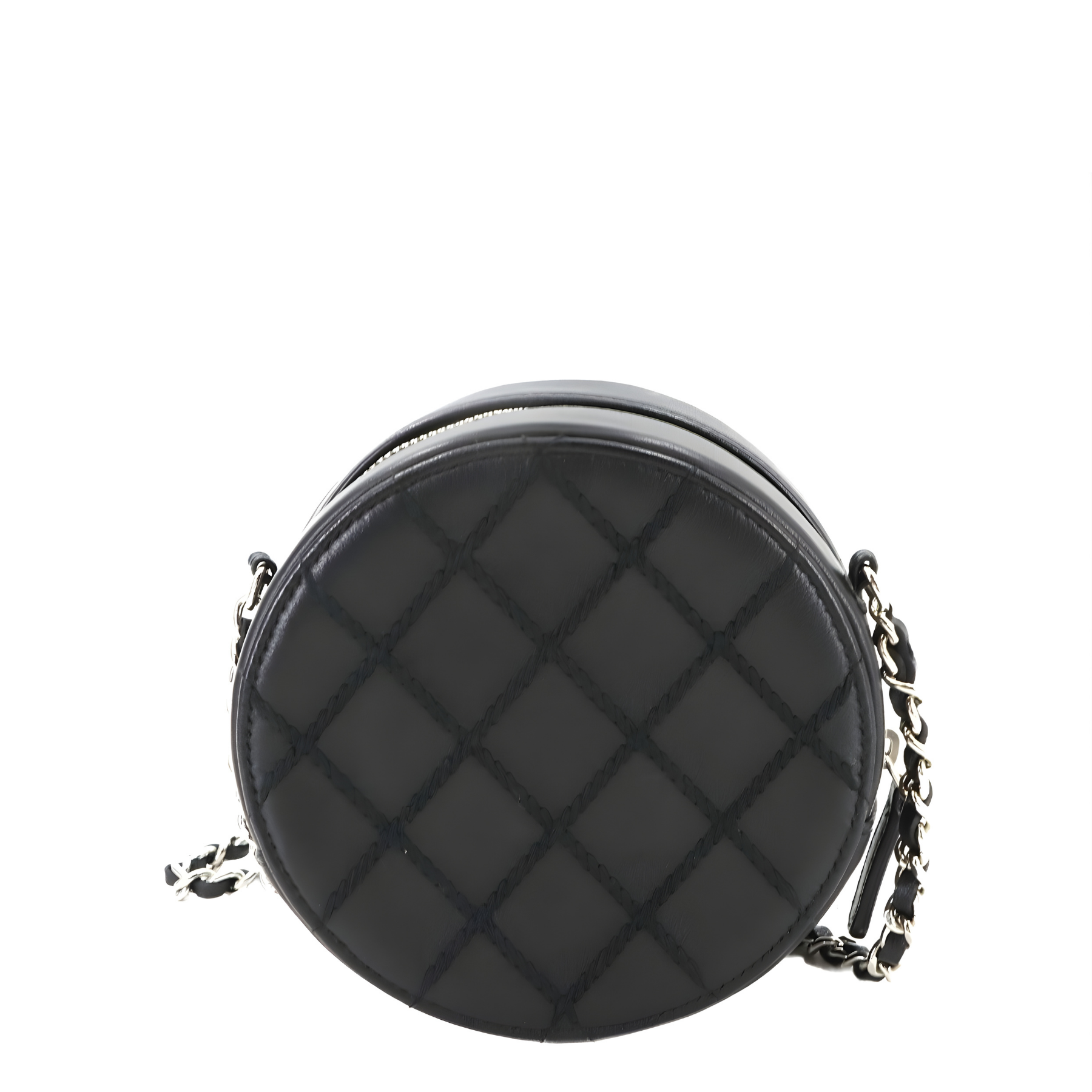Lambskin Quilted Round Clutch