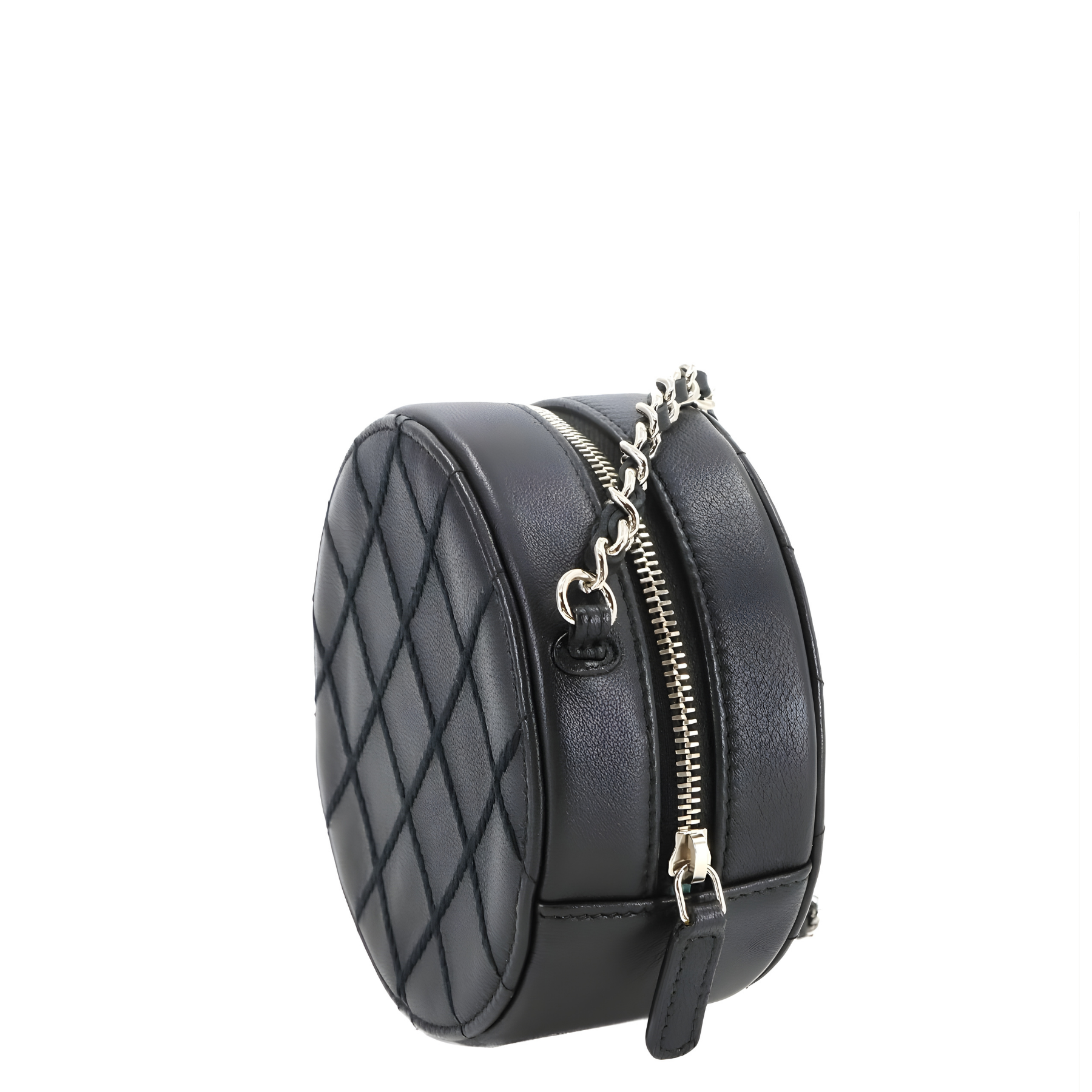 Lambskin Quilted Round Clutch