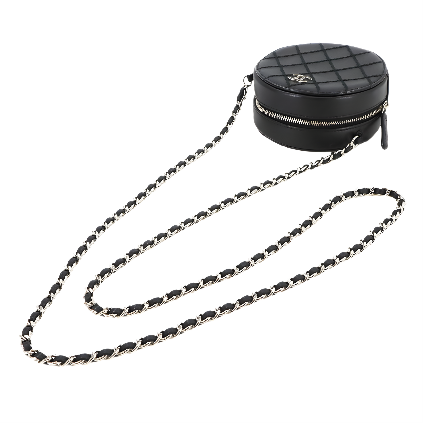 Lambskin Quilted Round Clutch