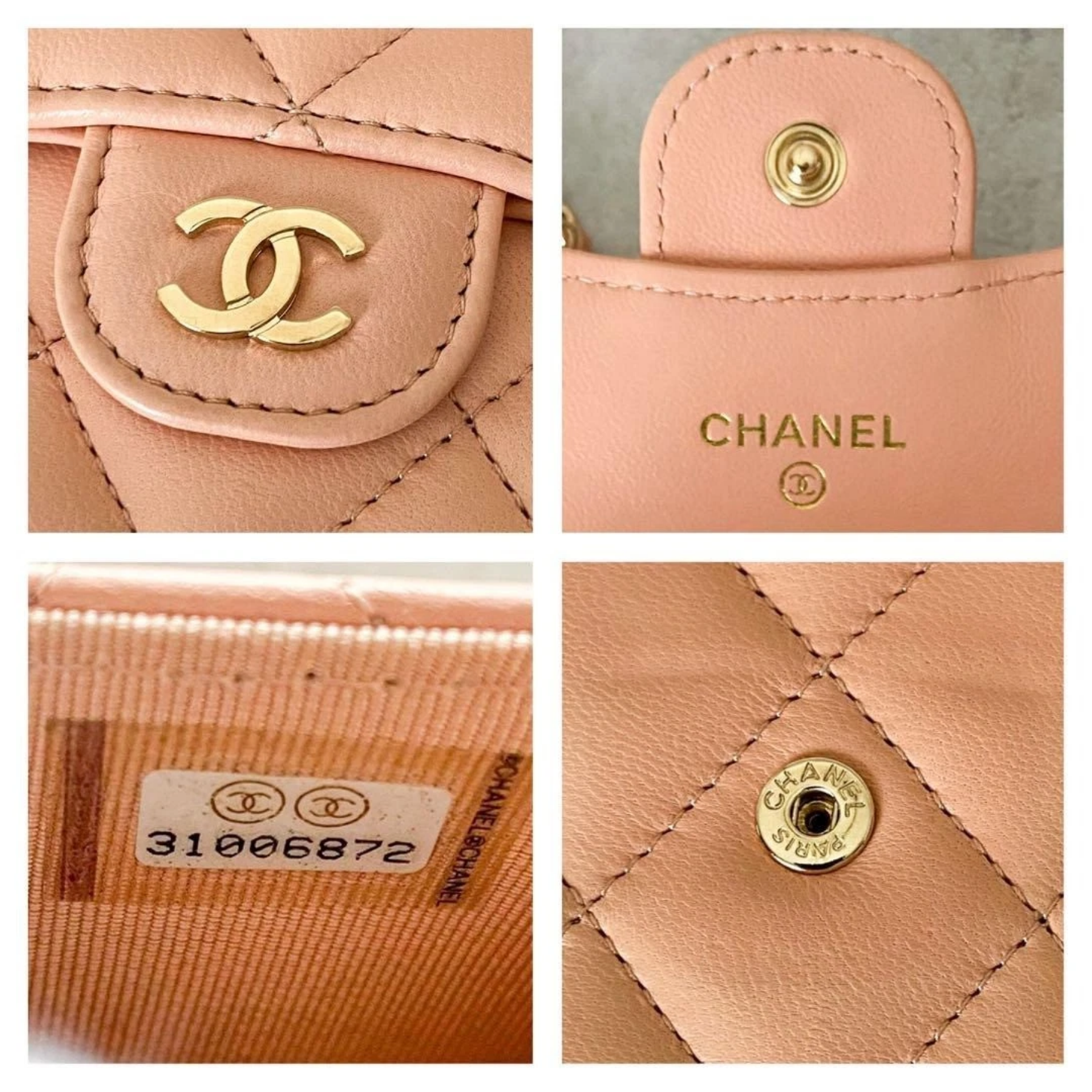 Lambskin Quilted Matelasse Chain Wallet