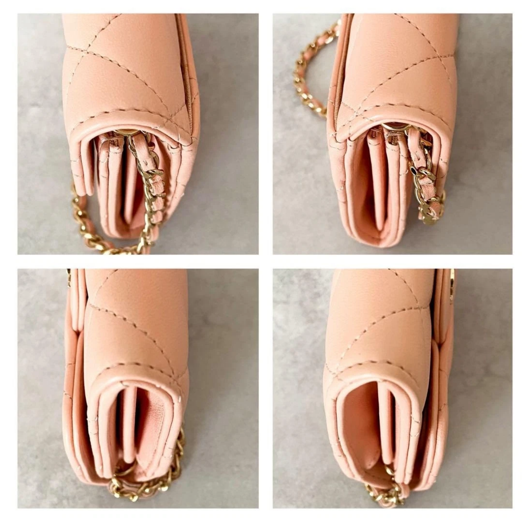 Lambskin Quilted Matelasse Chain Wallet
