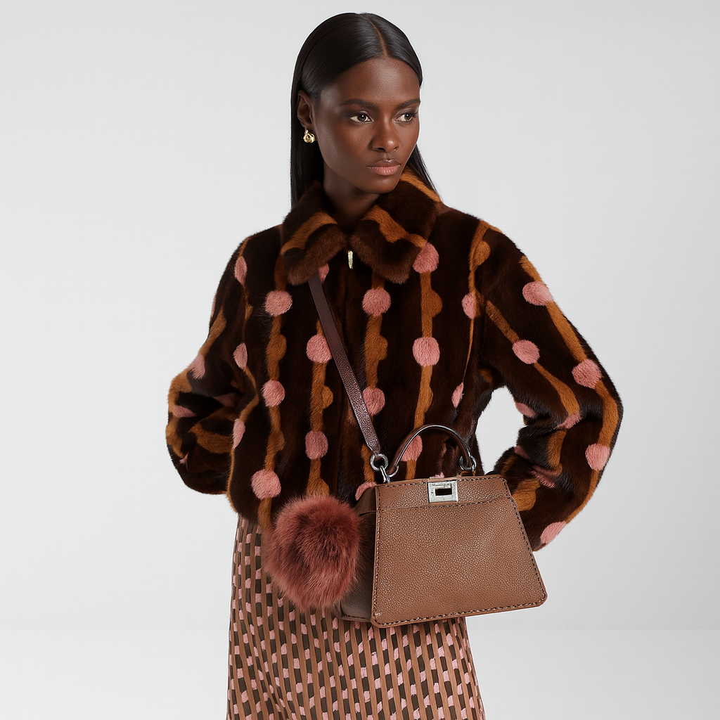 Peekaboo ISeeU Small Brown Leather Handbag