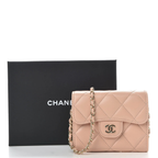 Lambskin Quilted Matelasse Chain Wallet