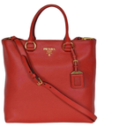Vitello Phenix Red Leather Shopping Tote