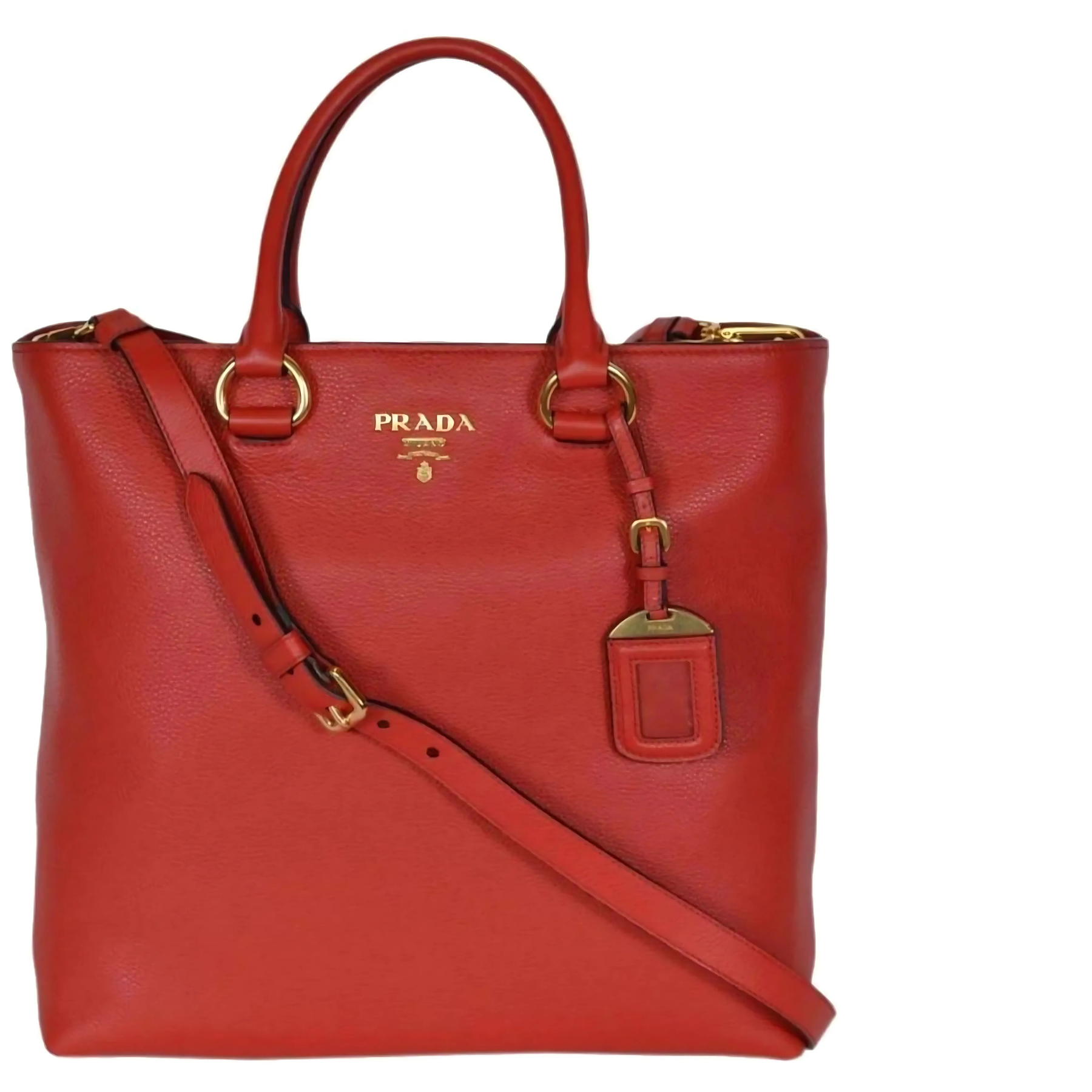 Vitello Phenix Red Leather Shopping Tote