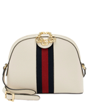 Ophidia Dome Sherry Leather Web Stripe Cream White Crossbody Handbag