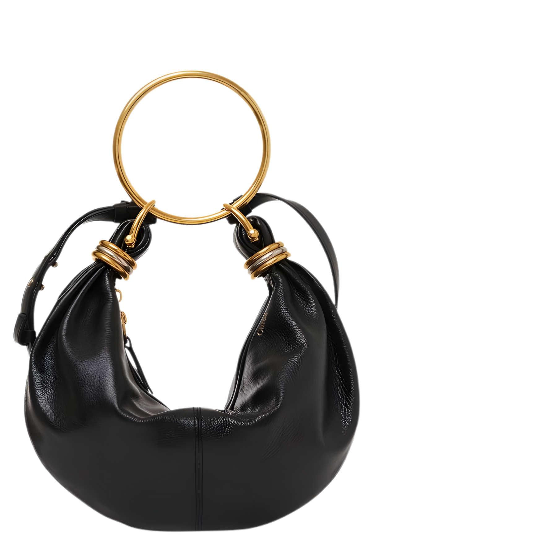 Small Bracelet Grained Calfskin Leather Hobo Bag
