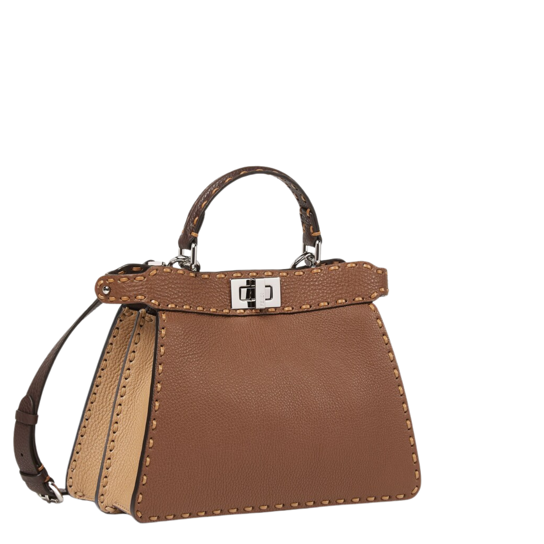 Peekaboo ISeeU Small Brown Leather Handbag