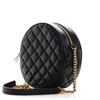 La Medusa Round Quilted Leather Black Shoulder Bag