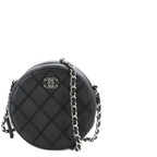 Lambskin Quilted Round Clutch