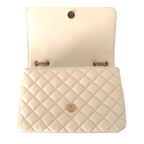 La Medusa Beige Quilted Lamb Leather Large Shoulder Bag