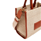 Athena Raffia Leather Trim Small Shopper Tote