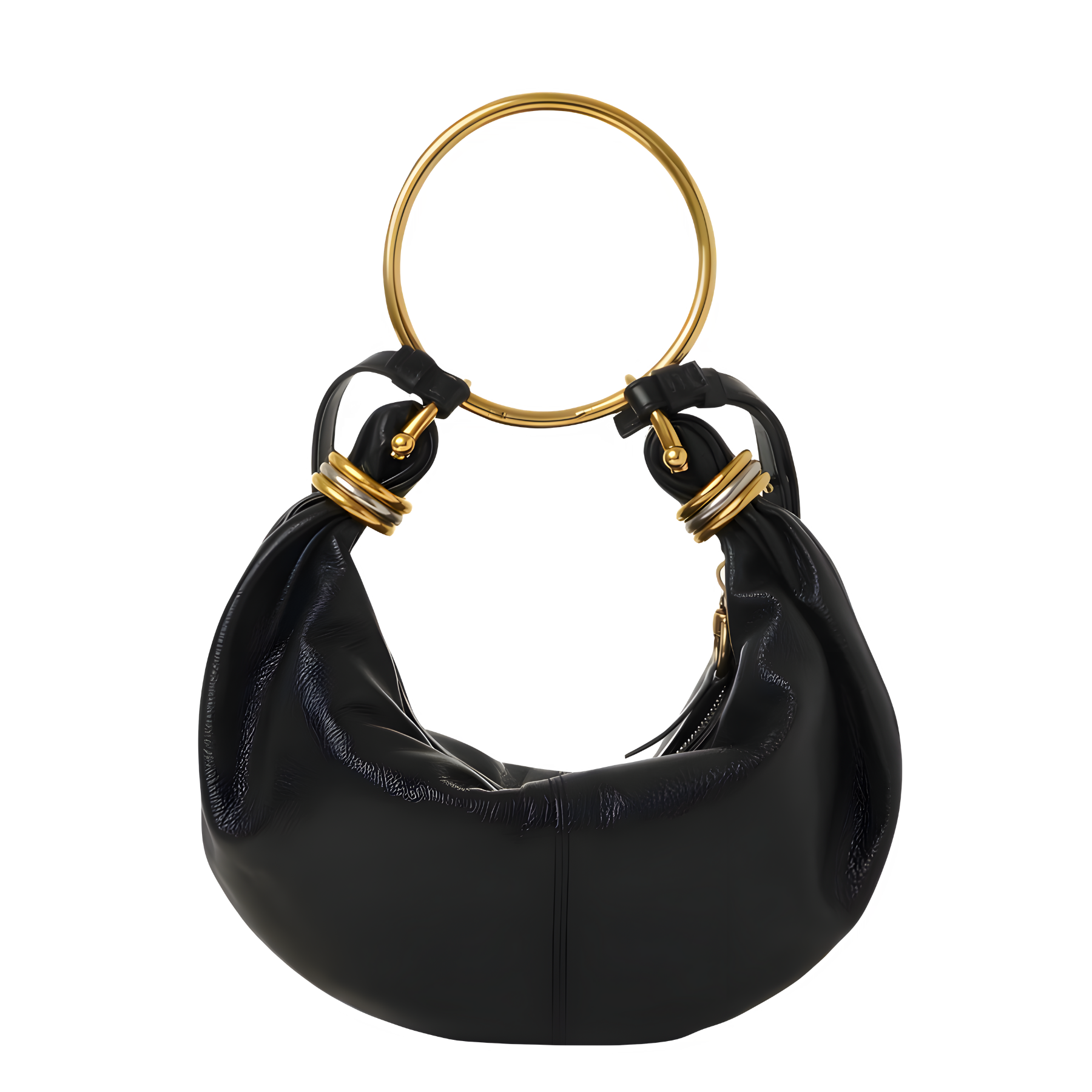 Small Bracelet Grained Calfskin Leather Hobo Bag