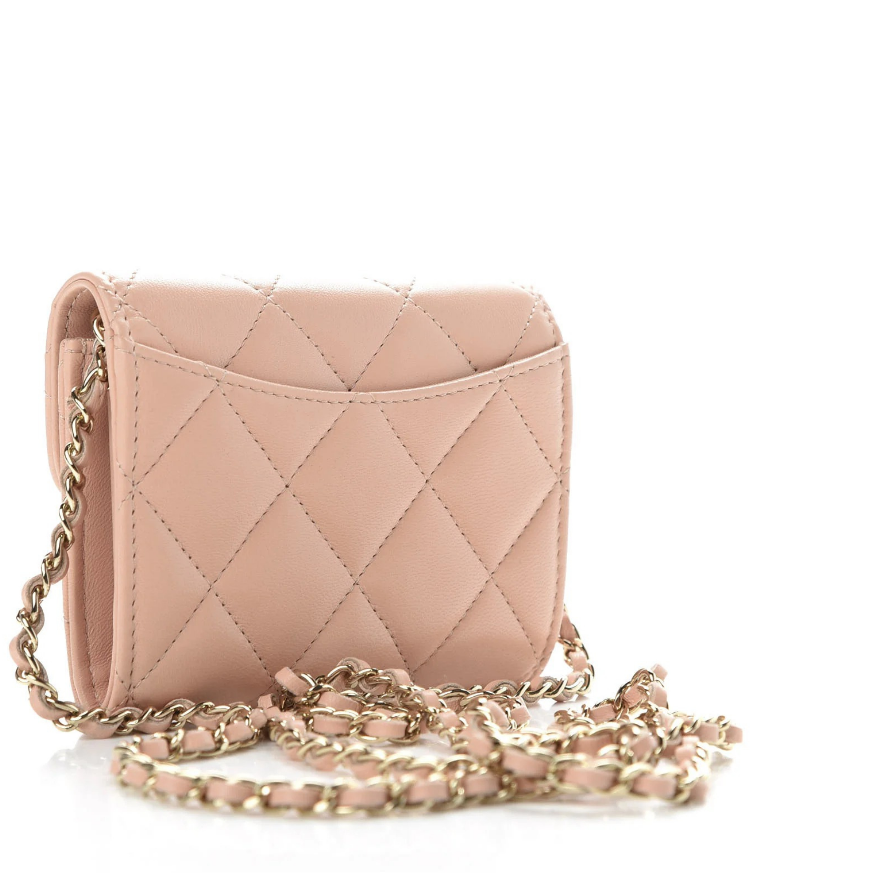 Lambskin Quilted Matelasse Chain Wallet