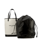 Teddy White Coated Linen Drawstring Bucket Bag