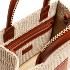 Athena Raffia Leather Trim Small Shopper Tote