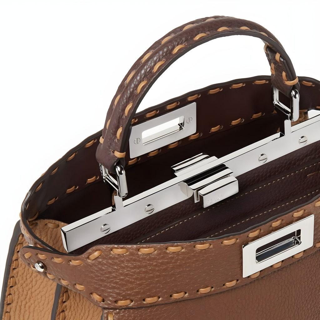 Peekaboo ISeeU Small Brown Leather Handbag