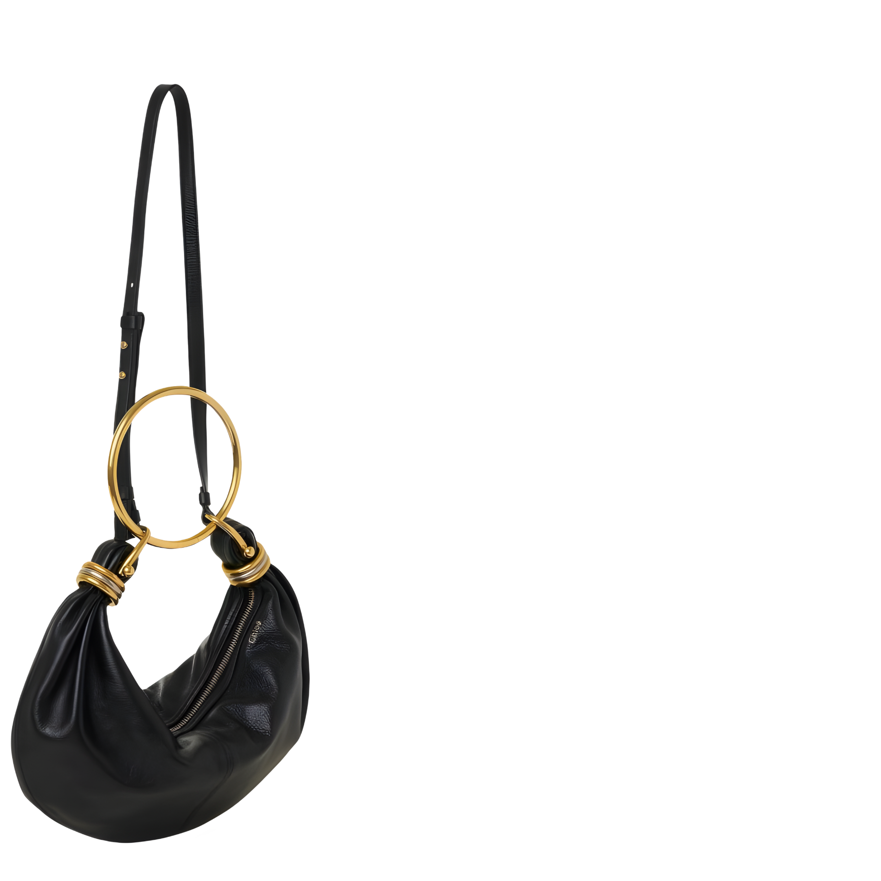 Small Bracelet Grained Calfskin Leather Hobo Bag