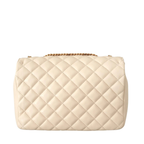 La Medusa Beige Quilted Lamb Leather Large Shoulder Bag