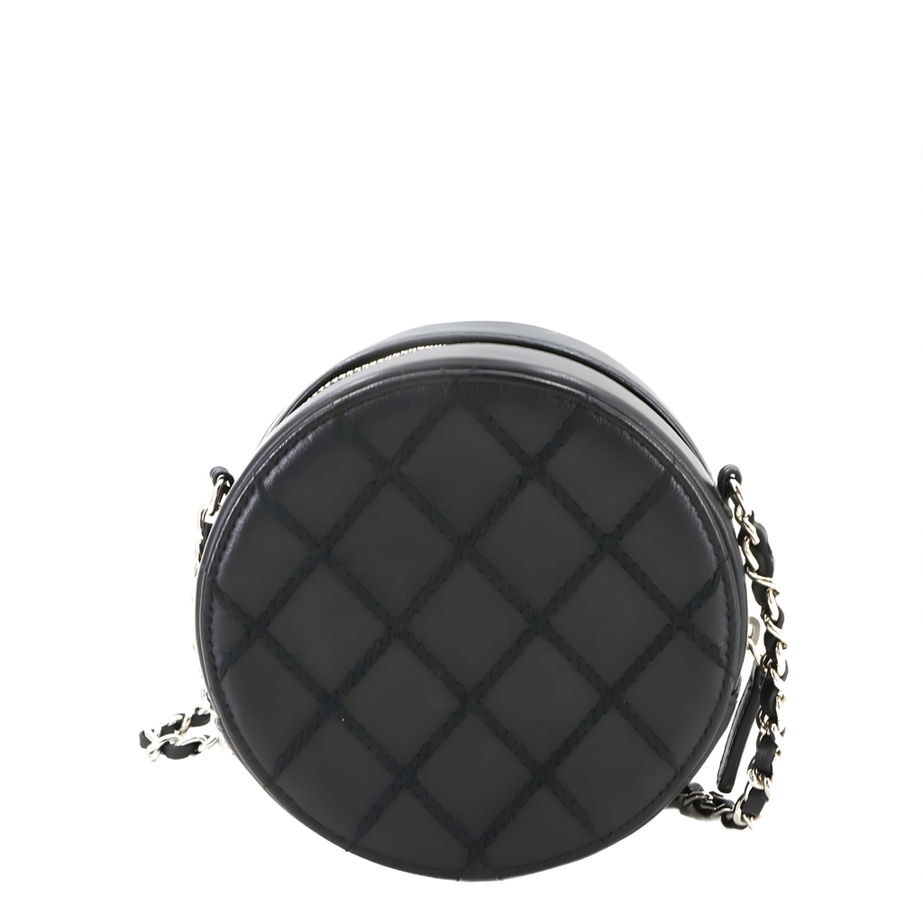Lambskin Quilted Round Clutch