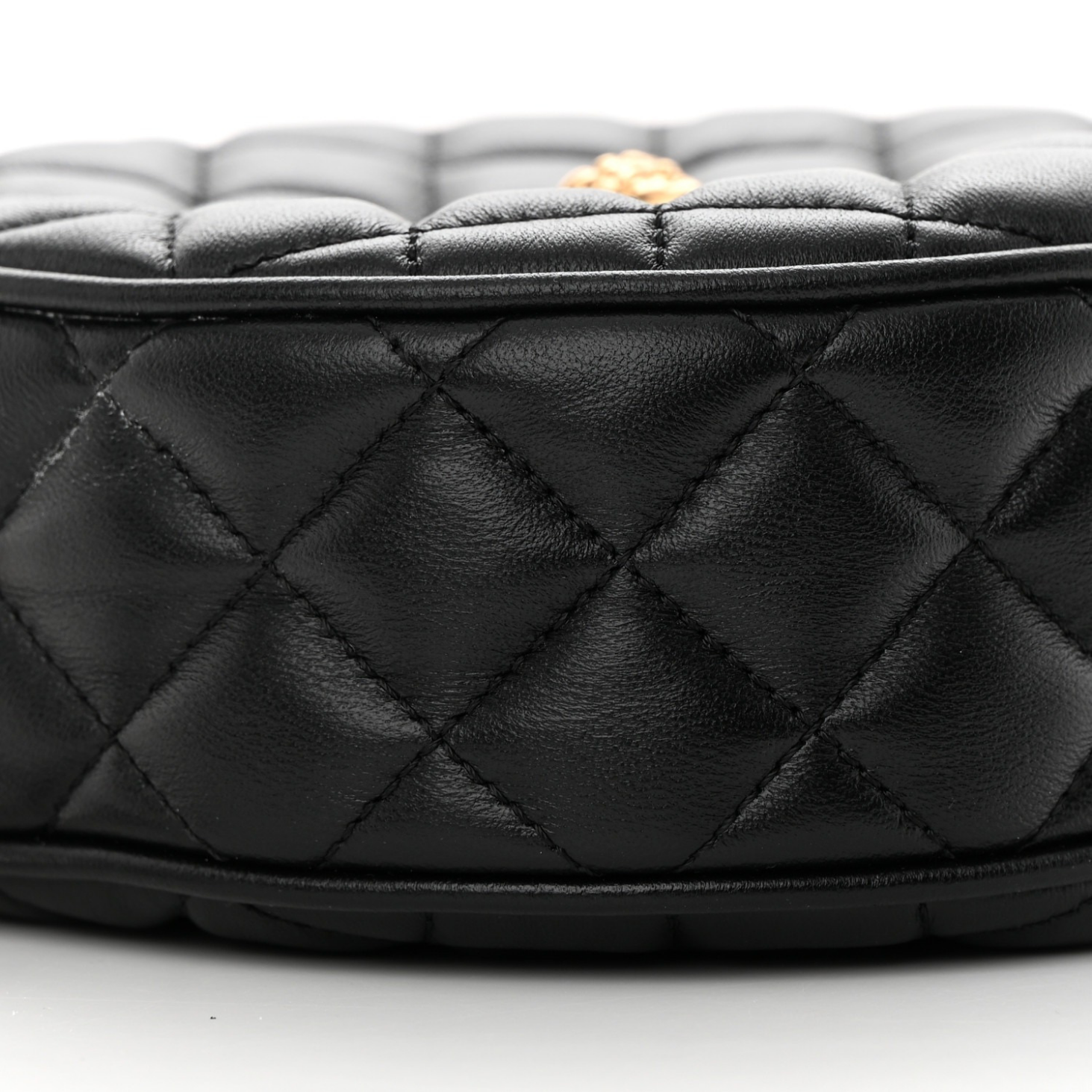 La Medusa Round Quilted Leather Black Shoulder Bag