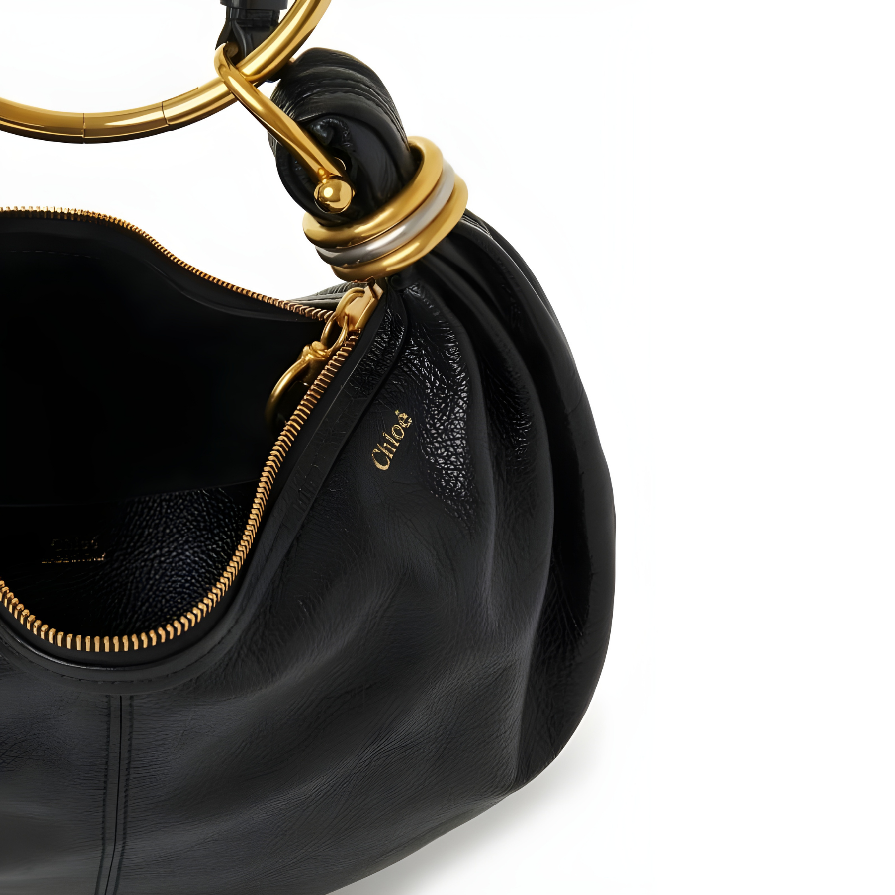 Small Bracelet Grained Calfskin Leather Hobo Bag