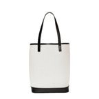 Teddy White Coated Linen Drawstring Bucket Bag