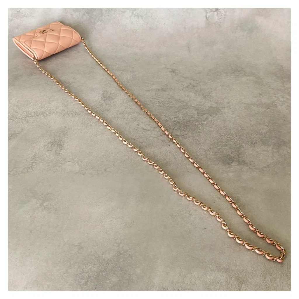 Lambskin Quilted Matelasse Chain Wallet