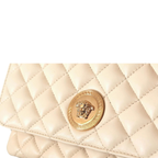 La Medusa Beige Quilted Lamb Leather Large Shoulder Bag