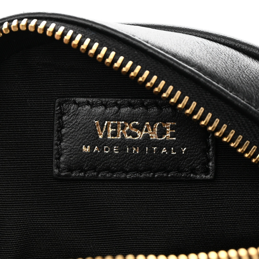 La Medusa Round Quilted Leather Black Shoulder Bag