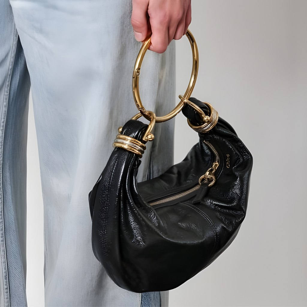 Small Bracelet Grained Calfskin Leather Hobo Bag