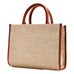 Athena Raffia Leather Trim Small Shopper Tote